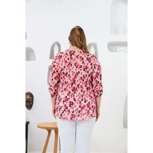 RMG Women's Plus Size Pink Viscose Woven <b>Shirt</b>, Mandarin Collar with <b>Epaulet</b> Details, Regular Fit for Daily Wear - Product Image 5