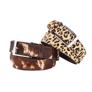 Cinturón Western con Estampado Animal de Piel con Pelo Hecho a Mano, Cinturón de Cuero 100% Real Estilo Boho con Hebilla de Piel para Jeans - Product Image 3