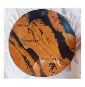 Fabriqué à la main Design créatif forme ronde bois d'acacia noir résine planche à découper outil de cuisine pour planche à fromage planche à découper - Product Image 2