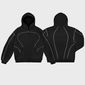Sweat à capuche zippé sur mesure pour hommes Pull d'hiver classique uni avec manteau chaud à manches longues et fermeture éclair Veste de sweat en gros - Product Image 6