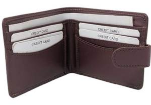 Cartera de cuero casual para hombre con acabado liso y cierre de cubierta portátil de doble costura-Suministro al por mayor de embalaje personalizado - Product Image 5