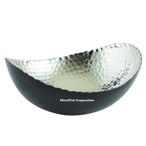 Moderne luxe martelé argent et noir fruits secs ovale bol à chocolat cuisine salon table décoratif bonbons cadeau bols - Product Image 1