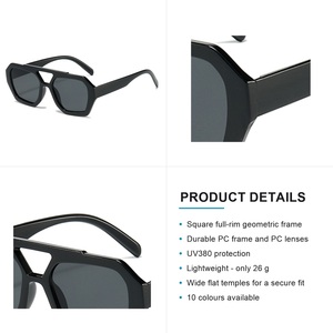 Gafas de Sol de Doble Puente para Hombre y Mujer, Protección UV, Montura Cuadrada, Gafas de Sol Modernas y a la Moda - Product Image 3