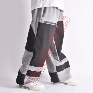 Pantalones de Nieve Impermeables de Alta Resistencia con Bloques de Color, Talla Grande, Ajuste Holgado, Cierre con Cordón, Gris y Negro, Material 100% Poliéster - Product Image 4