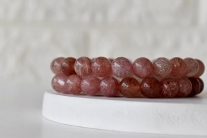 Wholesale Semi Precious Healing Strawberry Quartz Pink Color 8mm Round <b>Beaded</b> <b>Bracelet</b> for Meditation Jewelry - Product Image 6