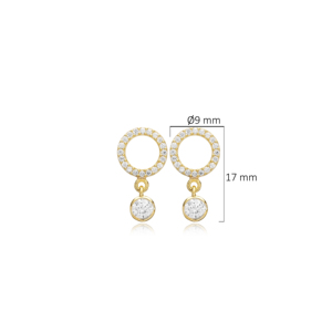 Boucles d'oreilles en CZ clair de conception ronde minimaliste en gros bijoux turcs en argent sterling 925 fabriqués à la main à la mode - Product Image 4