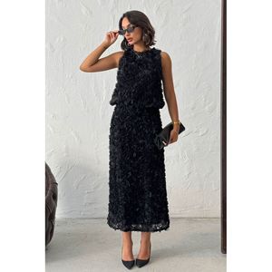 Falda Negra Sólida de Poliéster con Pliegues para Mujer, Venta al Por Mayor TOPSHOW para Pedidos al Mayoreo y Minoristas de Moda - Product Image 1