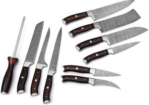 Juego de Cuchillos de Chef de Acero de Damasco Nordic Forge, Mangos de Madera, 10 Piezas, Ambidiestros, Duraderos, Afilados, Hechos a Mano, Cuchillos de Cocina Profesionales - Product Image 2