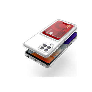 Coque arrière transparente en TPU souple Netzy A53 avec porte-cartes, étui en silicone anti-traces de doigts pour Samsung Galaxy M12, emballé en boîte - Product Image 3