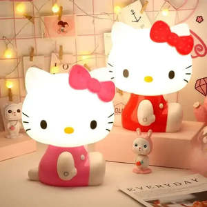 Lampe de nuit LED 3D Hello Kitty, mini télécommande tactile, lumière blanche chaude, matériau en verre ABS, pour chambre à coucher, usage domestique, prise 5V - Product Image 2