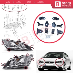 Soporte de Reparación para Faros Delanteros BHL530+BHL531, Juego de Soportes Izquierdo y Derecho para Leon MK3 5F 2012-2020 5F0998225 5F0998226 - Product Image 5