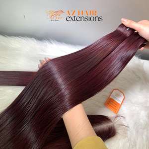 Paquetes de trama recta de hueso Borgoña de alta calidad Extensiones de cabello vietnamita crudo Cierre a juego para peluca - Product Image 5