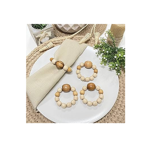 Decoraciones Servilleteros de madera Juego de 4 piezas Cuentas de granja Servilletero de madera bohemio Color blanco - Product Image 2