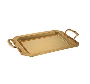 Plateau en aluminium multi-grand format plaqué argent, style dernier cri, poli pour le service de mariage, café, thé, pain, accessoires pour fumer - Product Image 1