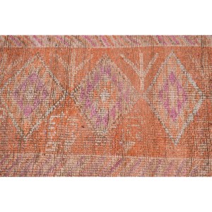 2.5x9.2 ft <b>Runner</b> Turkish Vintage <b>Rug</b>, Orange Ombr Wool <b>Rug</b> - Product Image 5