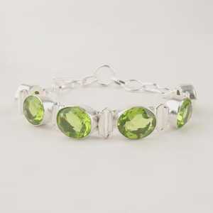 Peridot Gemstone Bracelet 925 <b>Sterling</b> <b>Silver</b> Handmade Bracelet August Birthstone Jewelry Gift For Women - Product Image 1