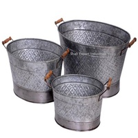 Grande jardinière en métal de forme ovale avec poignée Seau de jardinière fini en cuivre antique pour décor de balcon de salon à la maison