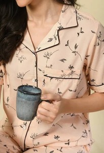 Ensemble de pyjama indien en coton fait à la main pour femmes ensemble de pyjama personnalisable avec impression de blocs thermiques d'été pour demoiselles d'honneur mariage - Product Image 2