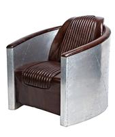 Silla de sofá de aviador de cuero genuino Vintage a precio de fábrica al por mayor inspirada en la aviación para sala de estar hogar pasillo hecho madera Metal