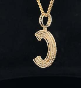 14K oro amarillo y Diamante C inicial colgante Moissanite diamante Hip Hop joyería Iced Out Charm collar regalo de cumpleaños - Product Image 3