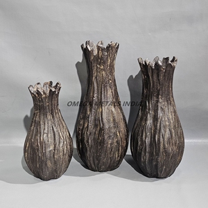 Últimos diseños Jarrón de metal rosa de moda con elegante forma de Cono doble y textura moteada para decoración contemporánea - Product Image 4