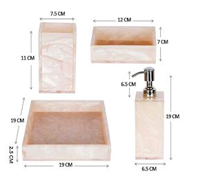 Ensemble de 4 accessoires de salle de bain en résine d'aspect marbré comprenant un distributeur de savon sur le thème des anges Porte-brosse à dents Plateau ménager - Product Image 6