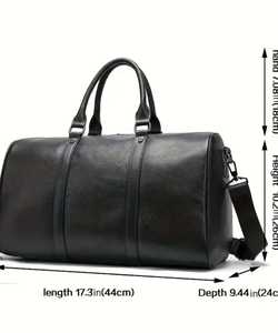 Estilo japonés negro para hombre durante la noche de cuero suave de negocios Duffel Weekender Bag Bolsas de viaje de cuero genuino - Product Image 4