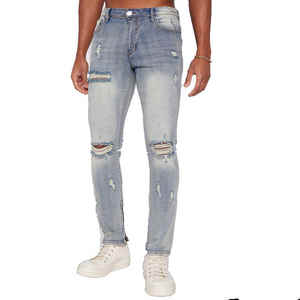 Expédition rapide Hommes Stretch Skinny Jeans Mode Casual Slim Fit Distressed Confortable Denim Pantalon - Product Image 2