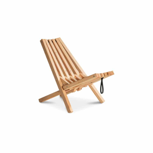 Chaise longue de jardin pliable en bois de teck massif Chaise de détente extérieure portable avec design à lattes - Product Image 1