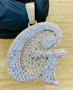 Colgante de Cruz para Hombre con Moissanita Real de Corte Redondo de 2 Quilates, Chapado en Oro Amarillo de 18K sobre Plata de Ley, Regalo de Hiphop - Product Image 3