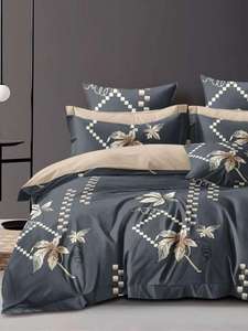 Ensemble de draps en coton de qualité élégante 3 pièces imprimé floral solide Style classique 200TC Durable organique confortable idéal pour les cadeaux - Product Image 5