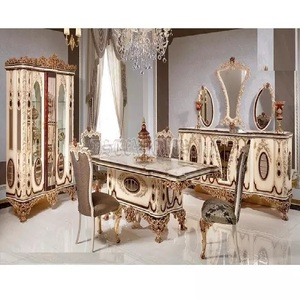 Meubles de salle à manger à l'aspect majestueux pour villa de luxe design antique italien ensemble de salle à manger de luxe turc polonais 4 places - Product Image 1