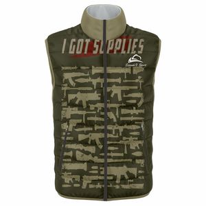 Chaqueta acolchada sin mangas con cuello levantado para hombre de diseño personalizado, prendas de vestir de invierno con bolsillos y cremallera - Product Image 1