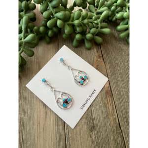 Zuni Handmade Multi Stone Sterling <b>Silver</b> Inlay <b>Dangle</b> Butterfly Drop <b>Earrings</b> - Product Image 3