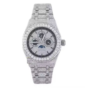 Lujo Hip Hop Ice out Hombres Mujeres Reloj Lady Iced Bling Silver Diamond Jewelry Watch - Product Image 1