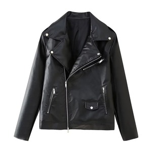 2025 chaquetas para mujer otoño bombardero chaqueta de piel sintética Demi temporada manga larga prendas de vestir exteriores mujer Moto Biker chaqueta con cremallera - Product Image 2