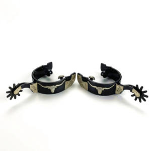 Botas de vaquero y espuelas de acero inoxidable personalizables de alta calidad para equitación ecuestre Color negro circunferencia equina incluida - Product Image 3