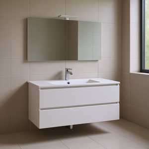 KORICINI - Ensemble de salle de bain moderne en bois rectangulaire à fixer au mur, deux pièces - Product Image 1