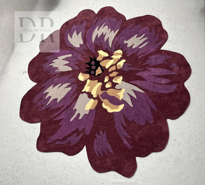 Tapis personnalisé en laine de Nouvelle-Zélande 100% motif de fleurs violettes touffeté à la main de haute qualité pour le sol de la maison pour la cuisine moderne - Product Image 1