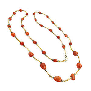 Collier en perles de corail rouge plaqué or fait à la main avec diamant, bijoux religieux tendance en pierres précieuses pour femmes, excellente idée cadeau - Product Image 2