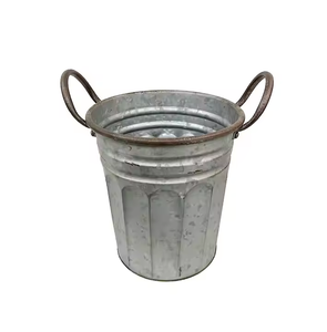 Cubo de Metal galvanizado para exteriores con asas de cuerda Cubo última decoración de jardín Cubo de tamaño Mini 2025 Hierbas decorativas del bosque - Product Image 3