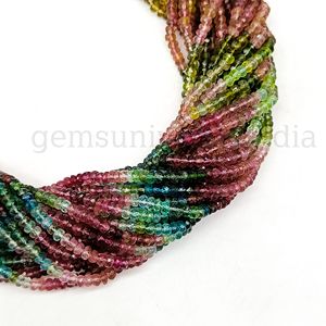 Perles rondelle à facettes multiples en tourmaline, perles de pierres précieuses en tourmaline naturelle, perles rondelle de tourmaline, perles en vrac en gros - Product Image 1