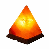 Lámpara Decorativa de Sal del Himalaya con Base de Madera, USB, LED, Hecha a Mano, Ecológica, Relajante, Purificadora de Aire Natural, Cristal de Sal