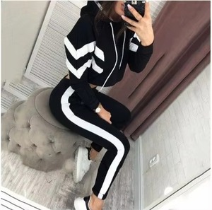 Ensemble deux pièces Automne Street-wear Survêtements pour femmes Ensemble 2 pièces personnalisé Survêtement pour femmes Sweat à capuche à manches longues Sports élastiques - Product Image 6
