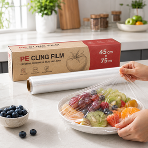 Película Adhesiva de PE Impresa Personalizada de 45 cm x 150 m, 18 Micras, Grado Alimenticio, Rollo de Envoltura Retráctil de 100 m/300 m para Ropa de Cama, Embalaje de Alimentos OEM - Product Image 5