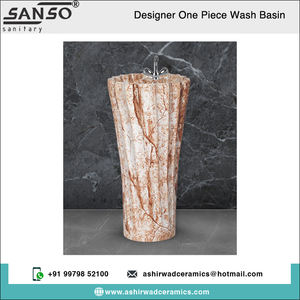 Lavabos de lavado de manos de una pieza de diseñador de lujo elegante Pedestal Exportador genuino Alta demanda para uso de baño de lujo Forma ovalada - Product Image 2