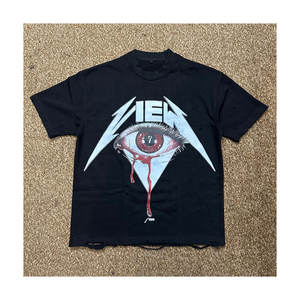 เสื้อยืดโออีเอ็มขายส่ง รับทำโลโก้ เสื้อยืดทรงหลวมสไตล์สตรีท ผ้าฝ้าย 100% สีพื้น เสื้อยืดผู้ชายลายพิมพ์แบบดิสเทรส รักษ์โลก - Product Image 1