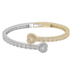 Bracelet en argent 925 plaqué or blanc avec zircone, bracelet tennis élégant, cadeau de bijoux de caractère pour elle, BRACELET COEUR EN DIAMANT - Product Image 3