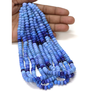 Hermosas cuentas de ópalo azul de 16 pulgadas con tonalidad biológica, forma redonda lisa, cuentas de piedras preciosas de ópalo con tonalidad azul de 6-9 mm, joyería de ópalo de calidad AAA - Product Image 2
