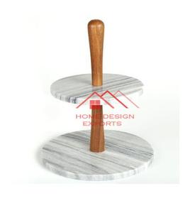 Présentoir de gâteau de tasse de marbre de Finioshed d'or pour le décor d'hôtel à la maison et de restaurants emploient le support de gâteau de marbre - Product Image 2